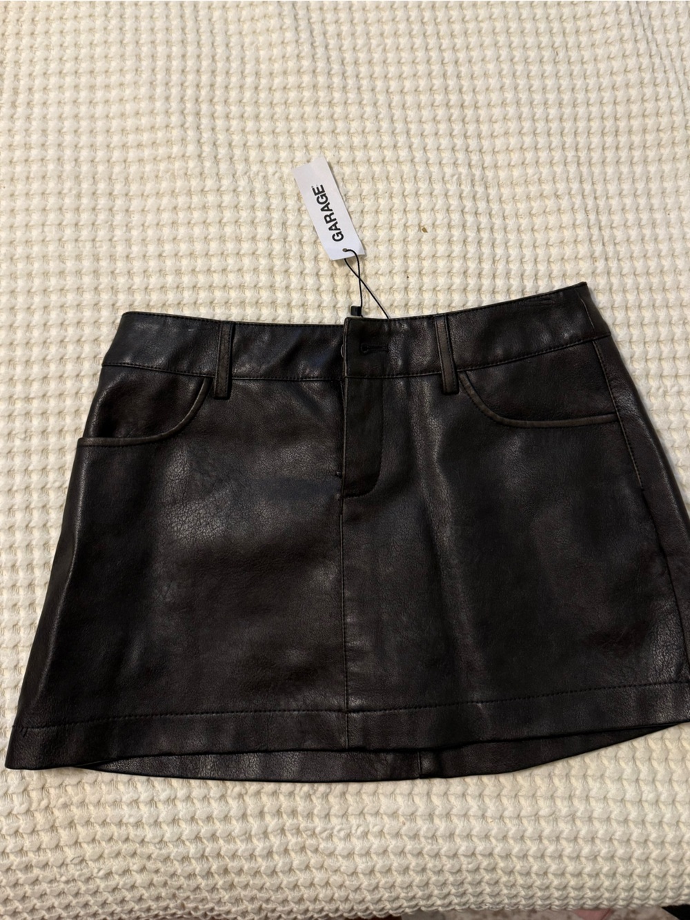 Garage Black Faux Leather skort